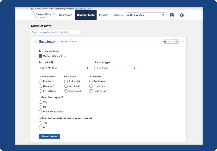 simplereport displayed on a tablet