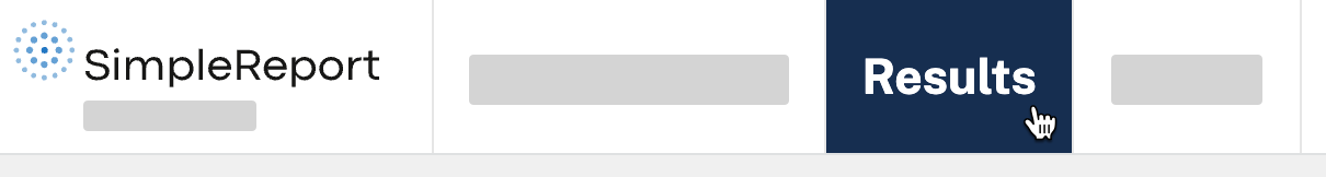 The SimpleReport site with the "Results" tab selected in the top navigation